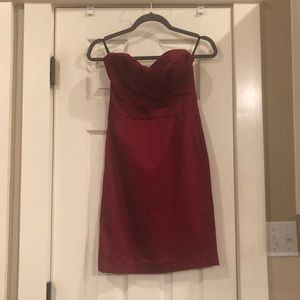 Red strapless cocktail mini dress, size small